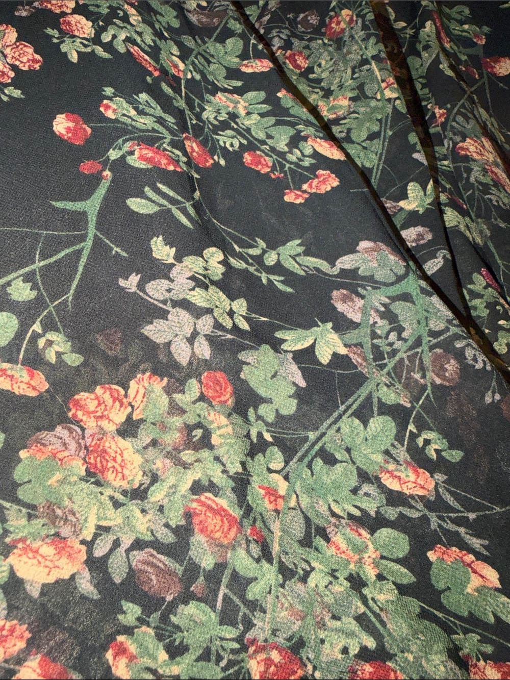 Black Floral Maxi Skirt with Green & Pink Botanical Print - Picture 2 of 3